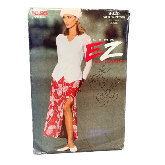 Vintage Vogue Ultra EZ Skirt Vest Pattern 8620 Size 6-10 uncut - Picture 1 of 2